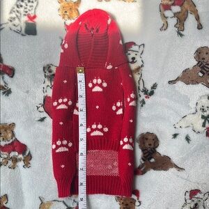 Red Dog Sweater XS with Paw Prints